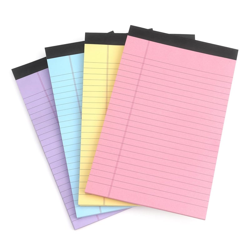 ZZTX Legal Pads Note Pads 5 x 8 Inch Lined Writing Pads, 50 Sheets Per Writing Pad, 4 Pack (Multicolor) - Image 1